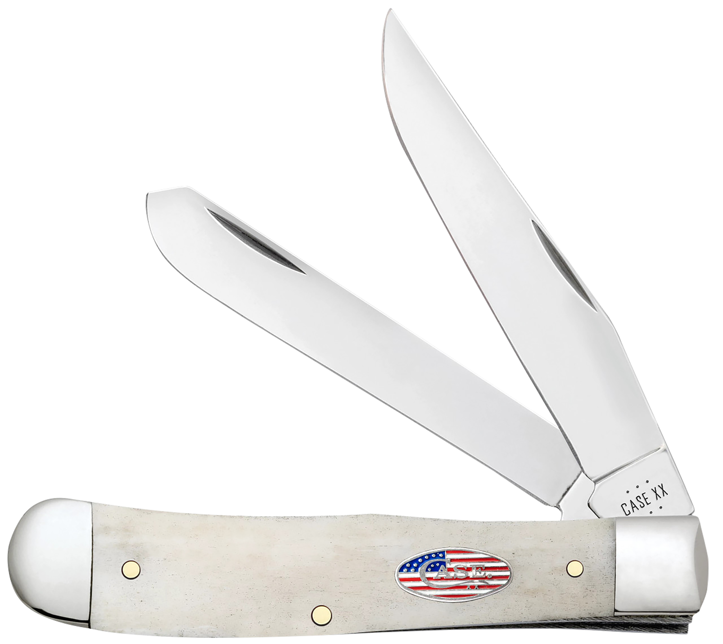 Case 14090 Trapper  EDC 3.25"/3.27" Folding Clip Point/Spey Plain Mirror Polished Tru-Sharp SS Blade, Smooth Natural Bone Handle