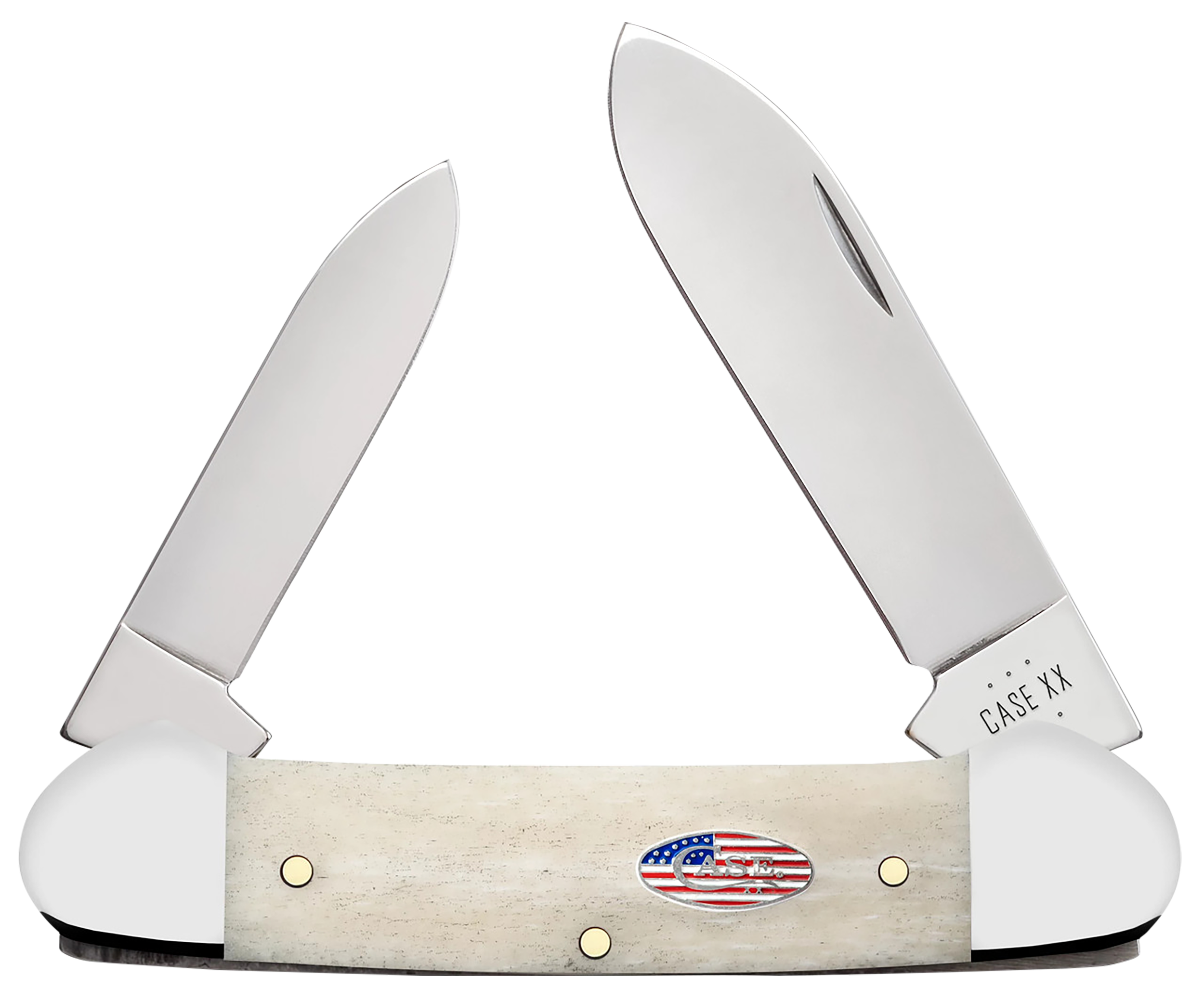 Case 14092 Canoe  EDC 2.60"/1.97" Folding Pen/Spear Plain Mirror Polished Tru-Sharp SS Blade, Smooth Natural Bone Handle