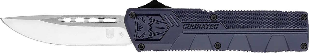 CobraTec Knives NYCTLWDNS Lightweight  3.25" OTF Drop Point Plain D2 Steel Blade/NYPD Blue Aluminum Handle Includes Pocket Clip