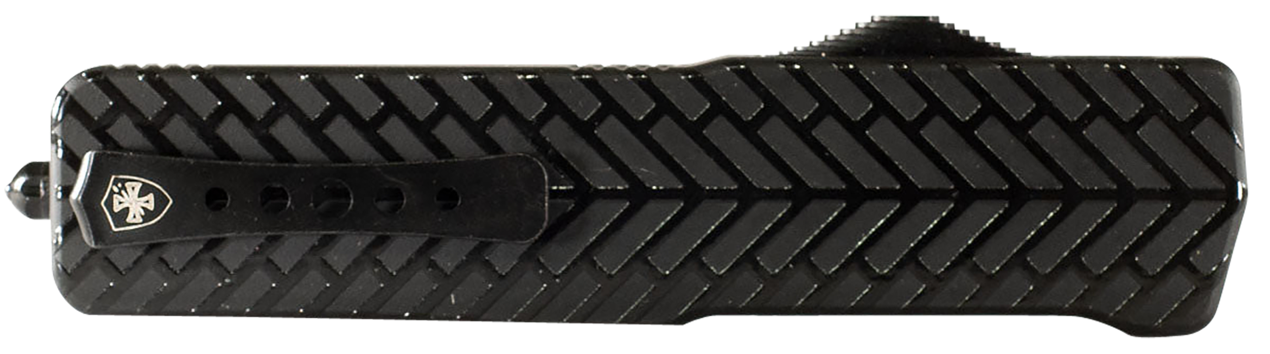 Templar Knife SAHBG32 Premium Lightweight Small 3" OTF Drop Point Plain Black Oxide Stonewashed Powdered D2 Steel Blade/4.50" Black Herringbone Anodized Aluminum Handle