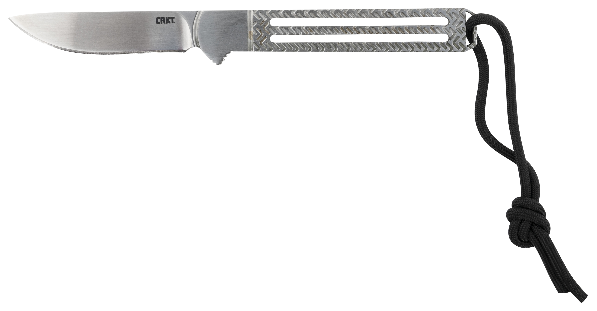 CRKT 7524 Testy  2.38" Fixed Drop Point Plain Satin 420J2 SS Blade Skeletonized w/Chevron Texture Stainless Steel Handle Includes Lanyard/Sheath