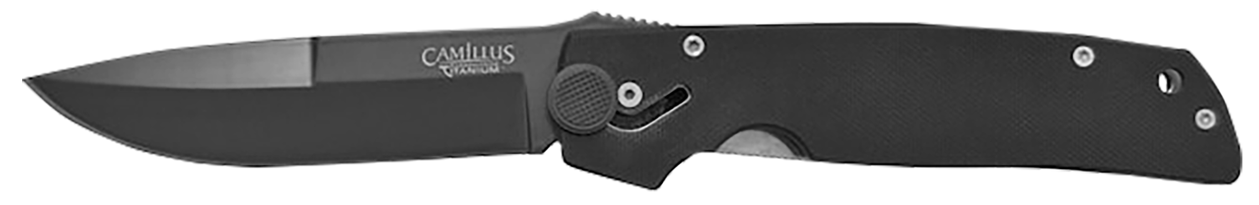 Camillus 18533-003 Cuda  3.75" Plain Drop Point Black AUS-8 Carbonitride Titanium Blade, Black G10 Handle