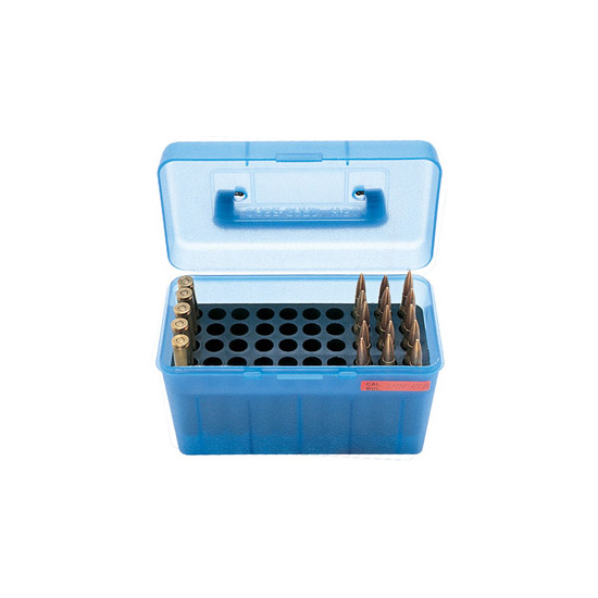 Mtm Dlx Handled Ammo 50 Rd Lg Rifle Clr Blue