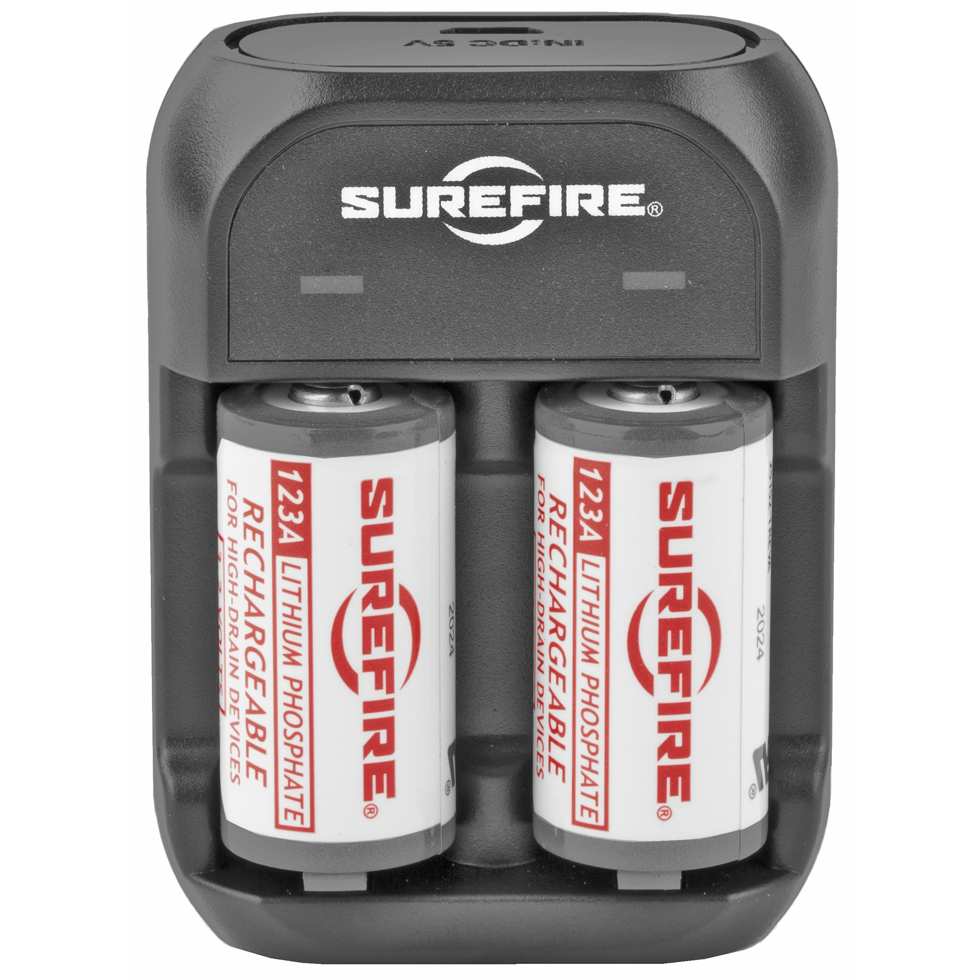 SureFire Sflfp123kit Ac Dc Charger Kit with Two Lfp123 Batteries and Micro Usb