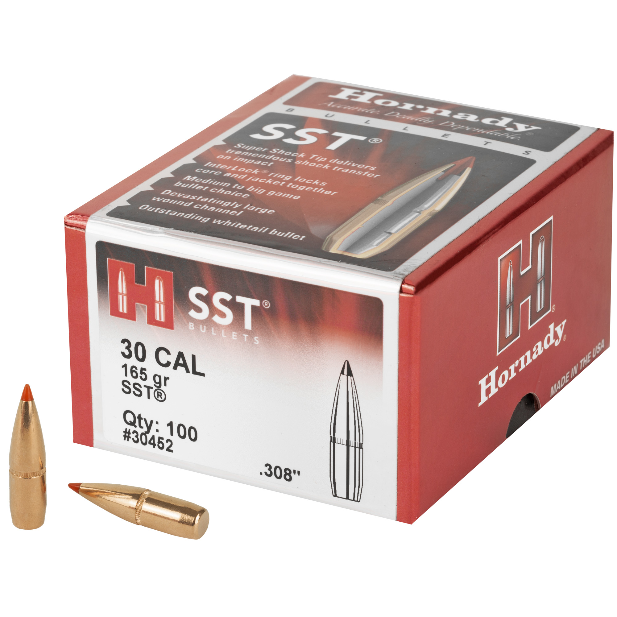 Hornady SST Bullets .30 cal .308" 165 gr SST 100/ct