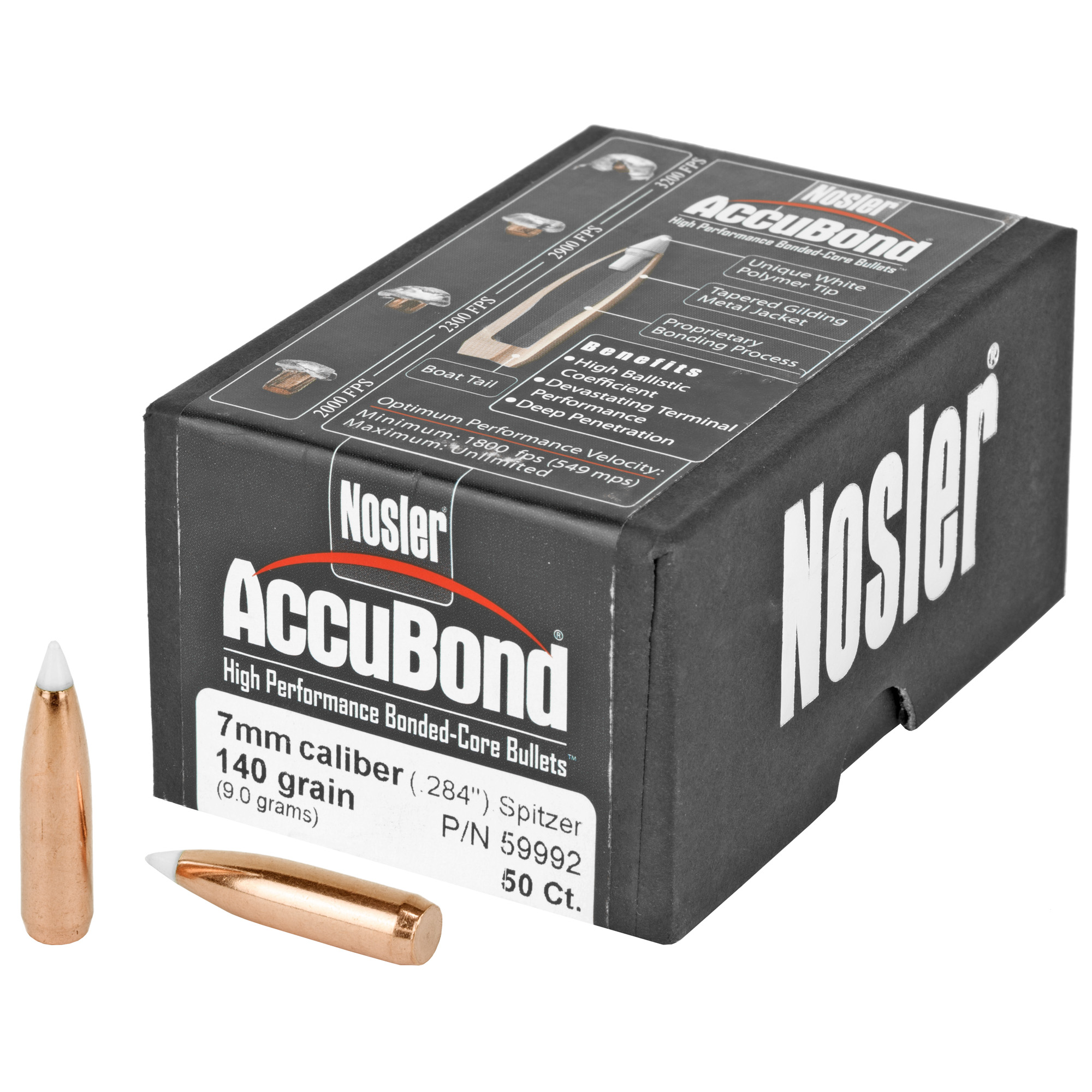 Nosler AccuBond 7mm 140 gr Spitzer Point Bullets 50 pk
