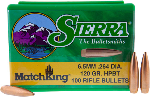 Sierra MatchKing Rifle Bullets 6.5mm/.264 cal .264" 120 gr HPBT MATCH 100/ct