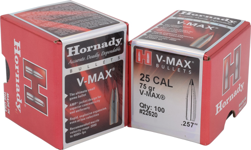 Hornady V-MAX Bullets .25 cal .257" 75 gr V-MAX 100/ct