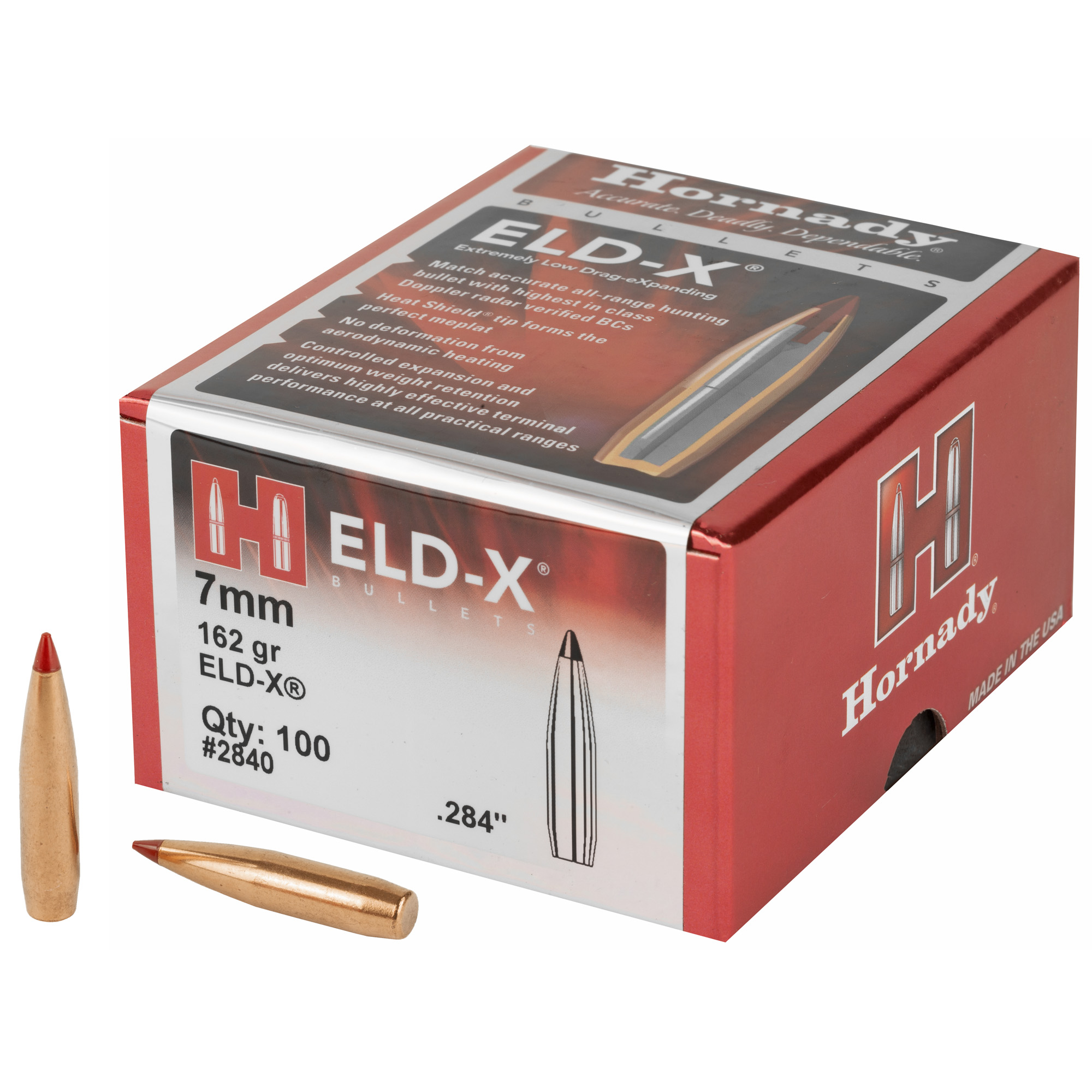 Hornady ELD-X Bullets with Heat Shield 7mm .284" 162 gr ELD-X 100/Box