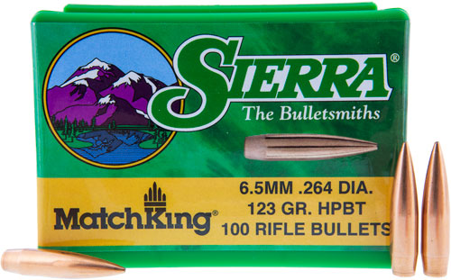 Sierra MatchKing Rifle Bullets 6.5mm /.264 cal .264" 123 gr HPBT MATCH 100/ct