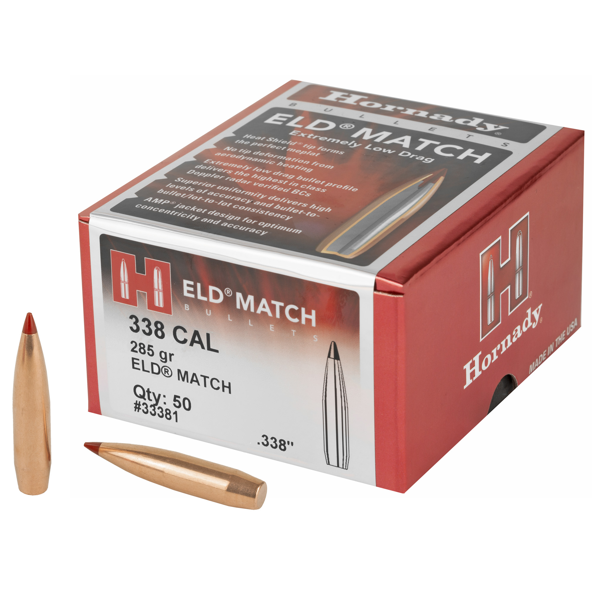 Hornady ELD Match Bullets with Heat Shield .338 cal .338" 285 gr 50/Box