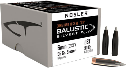 Nosler Ballistic SilverTip Hunting Bullets 6mm .243" 95 gr SBT-BSTIP 50/ct