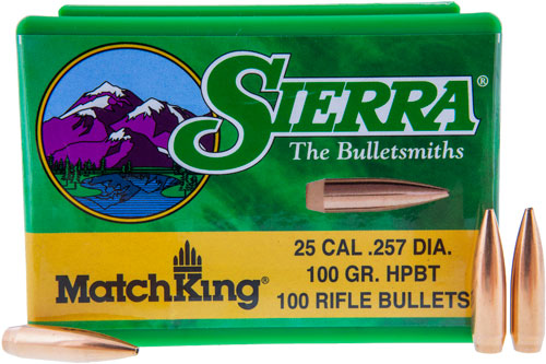 Sierra MatchKing Rifle Bullets .25 cal .257" 100 gr HPBT MATCH 100/ct