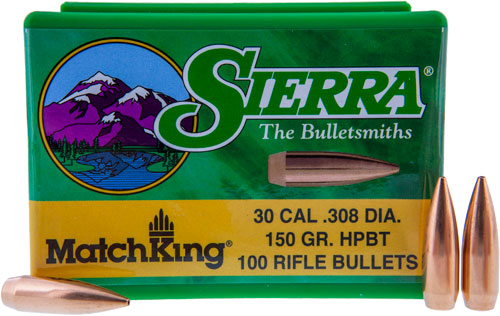 Sierra MatchKing Rifle Bullets .30 cal .308" 150 gr HPBT MATCH 100/ct