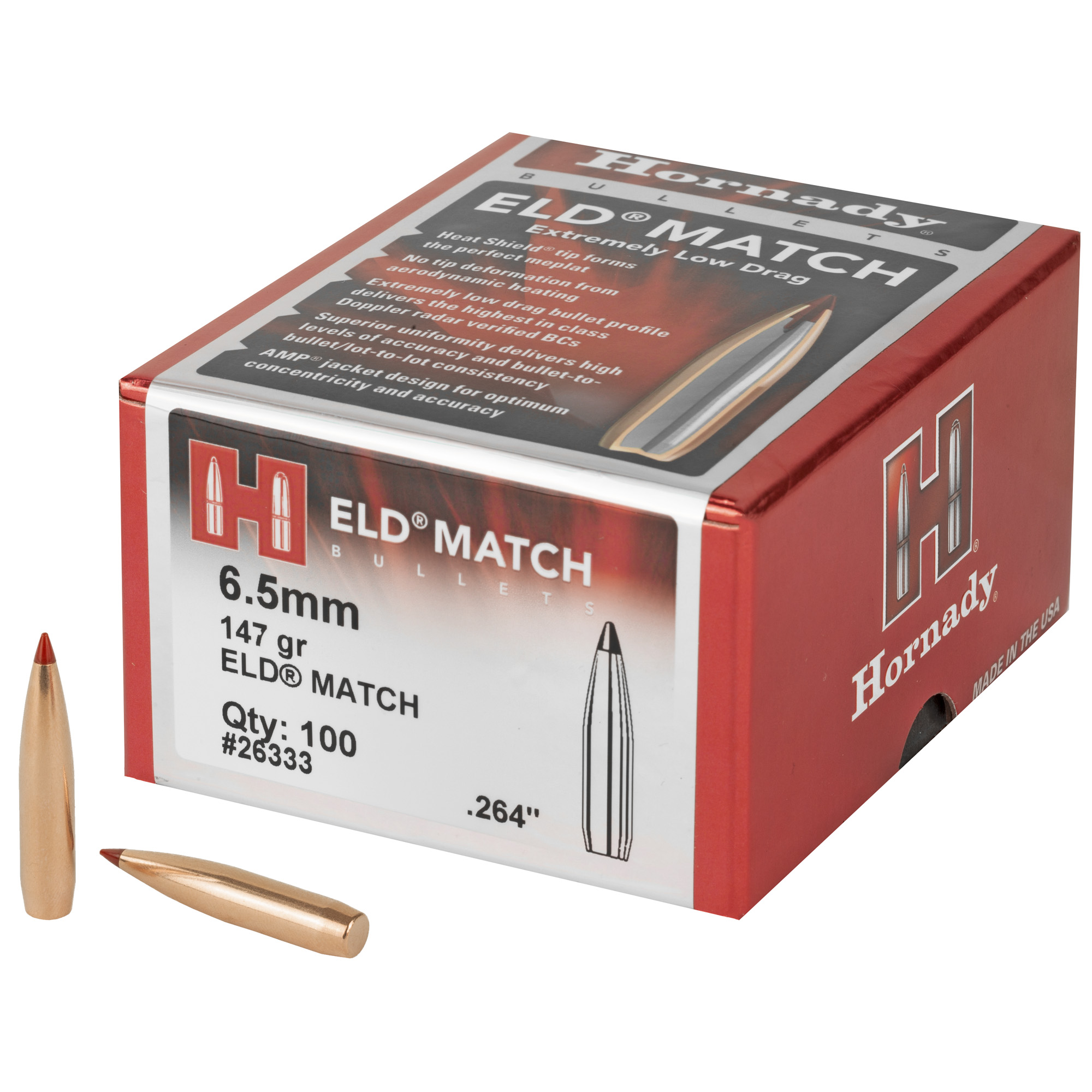 Hornady ELD Match Bullets with Heat Shield 6.5mm .264" 147 gr ELD MATCH 100/ct