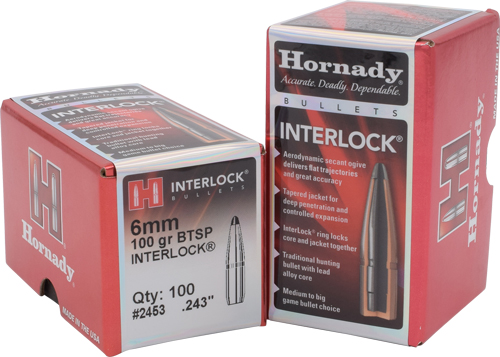 Hornady InterLock Bullets 6mm .243" 100 gr BTSP 100/ct