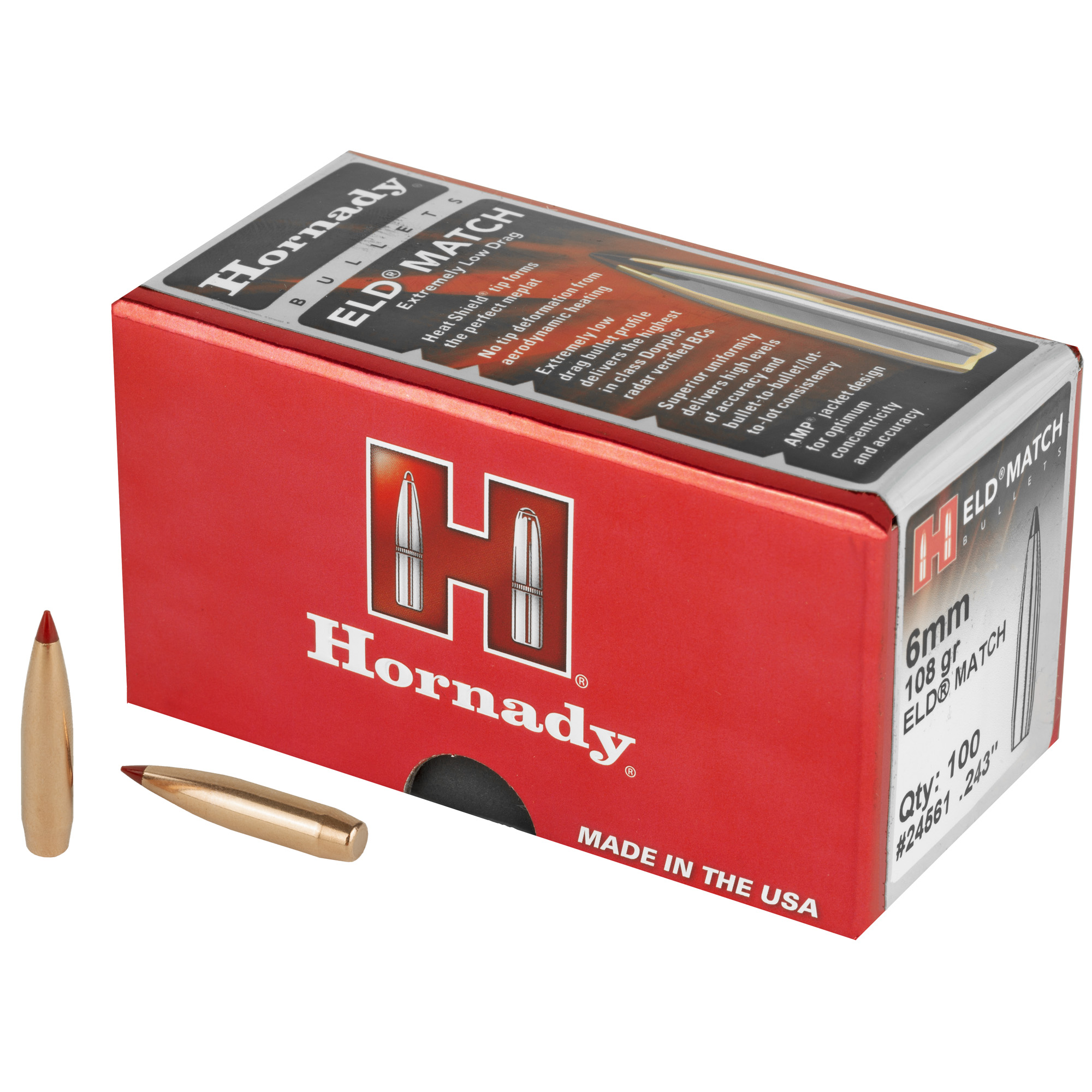 Hornady ELD Match Bullets with Heat Shield 6mm .243" 108 gr ELD MATCH 100/ct