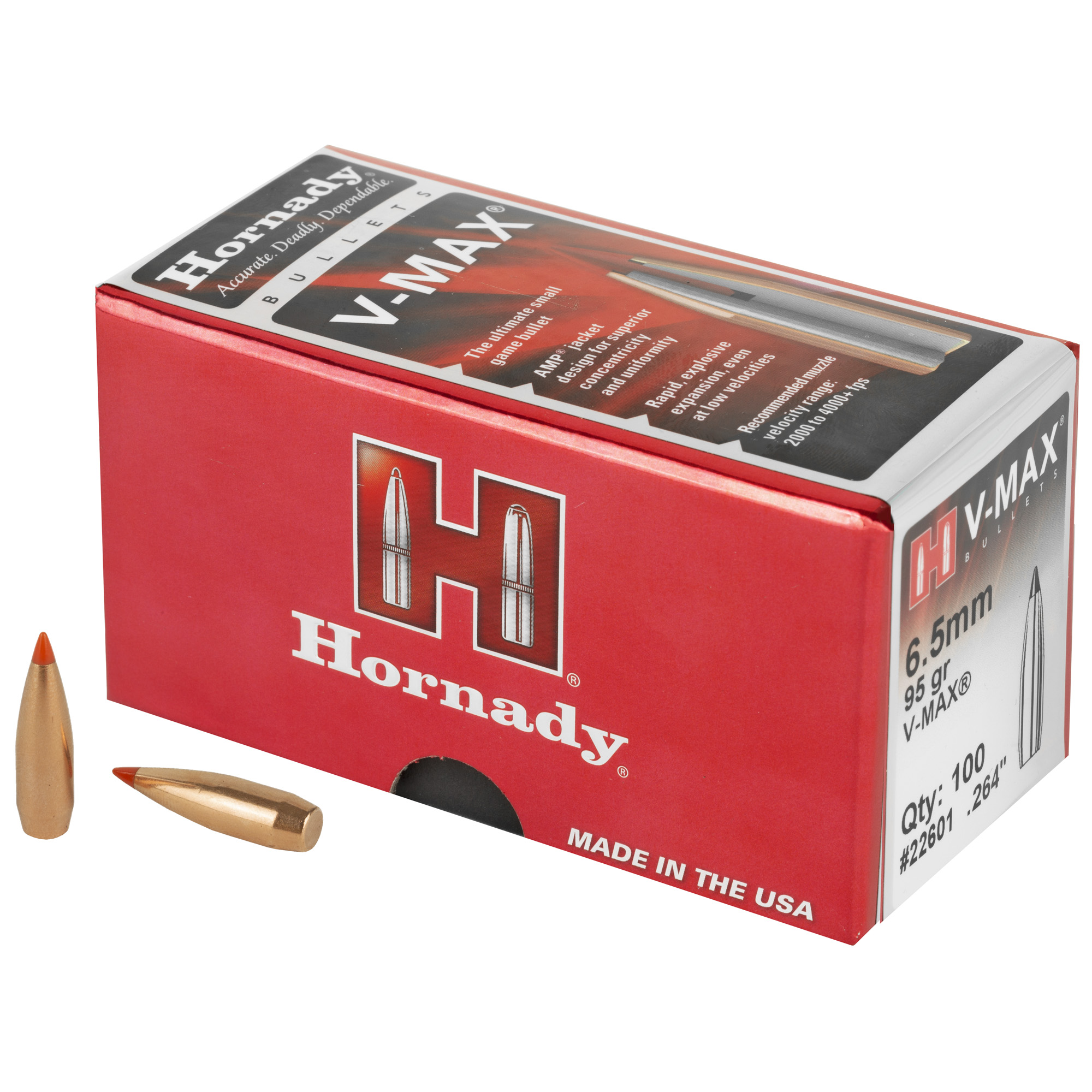 Hornady V-MAX Bullets 6.5mm .264" 95 gr V-MAX 100/ct