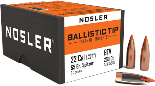 Nosler Ballistic Tip Varmint Bullets .22 cal .224" 55 gr SBT-SB 250/ct