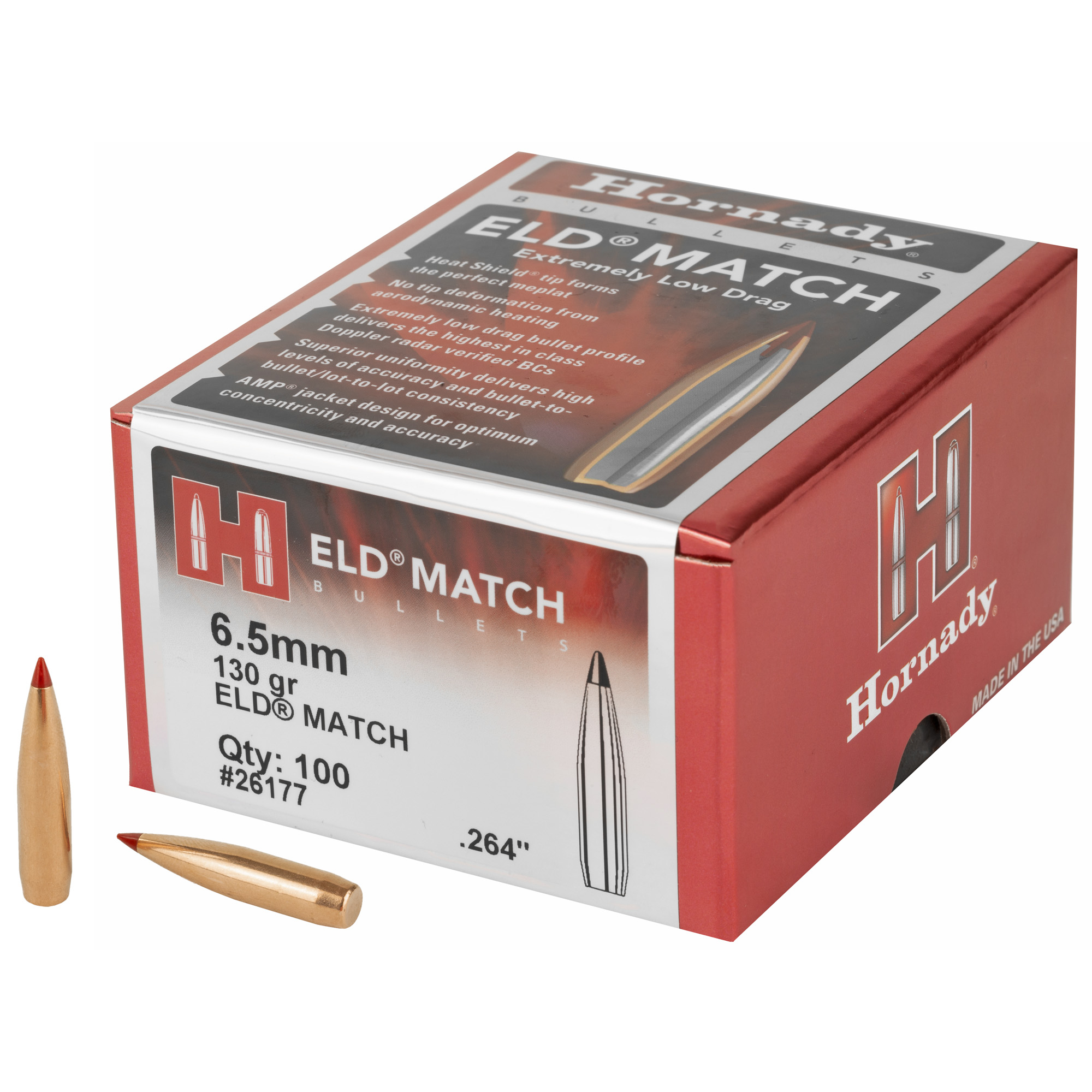 Hornady ELD Match Bullets with Heat Shield 6.5mm .264" 130 gr ELD MATCH 100/ct
