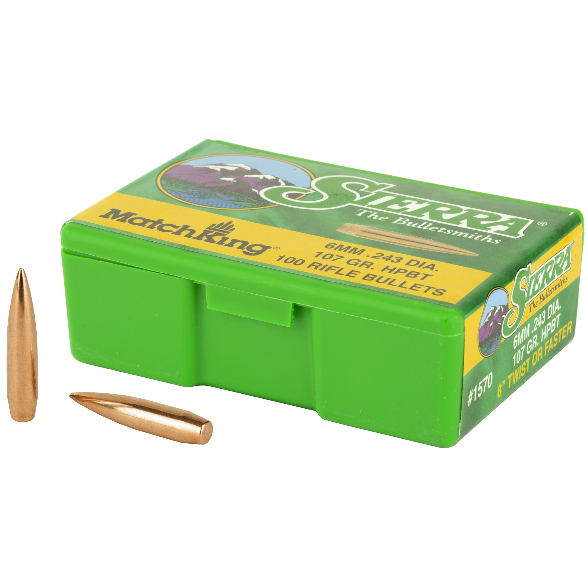 Sierra MatchKing Rifle Bullets 6mm/.243 cal .243" 107 gr HPBT MATCH 100/ct