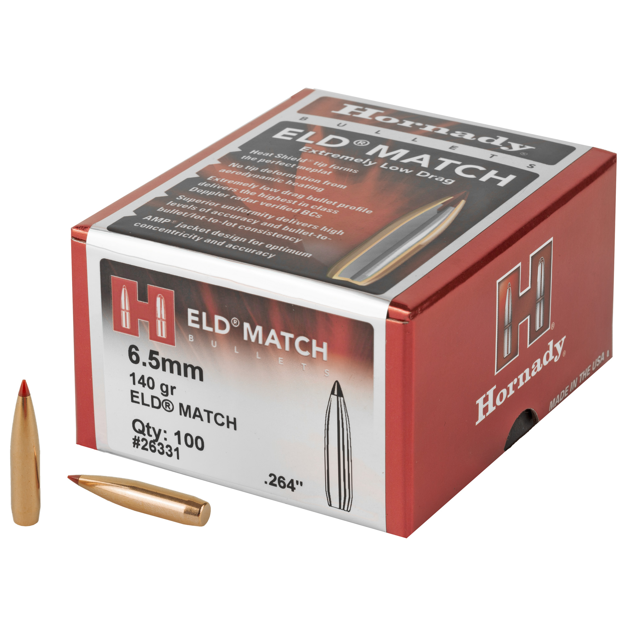 Hornady ELD Match Bullets with Heat Shield 6.5mm .264" 140 gr ELD MATCH 100/ct