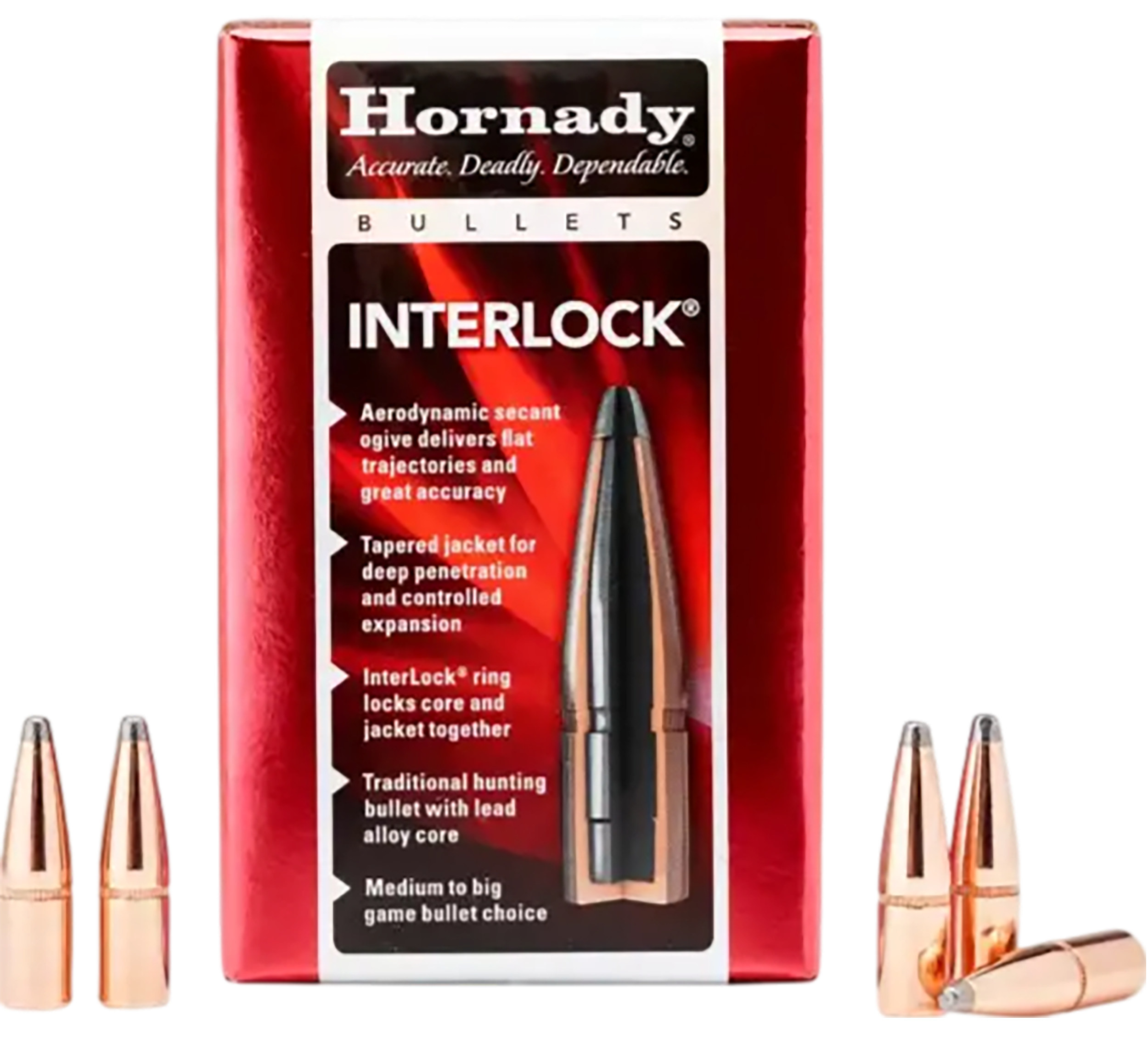 Hornady InterLock Bullets .30 cal .308" 220 gr RN 100/ct