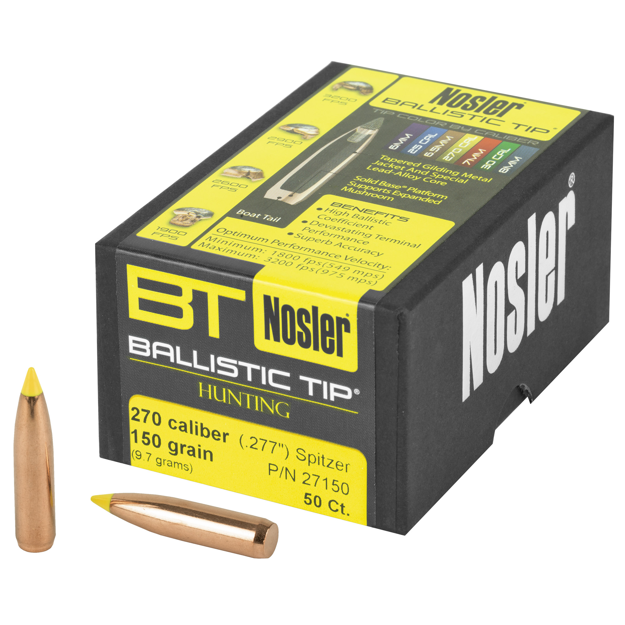 Nosler Ballistic Tip Hunting Bullets .270 cal .277" 150 gr SBT-BTIP 50/ct