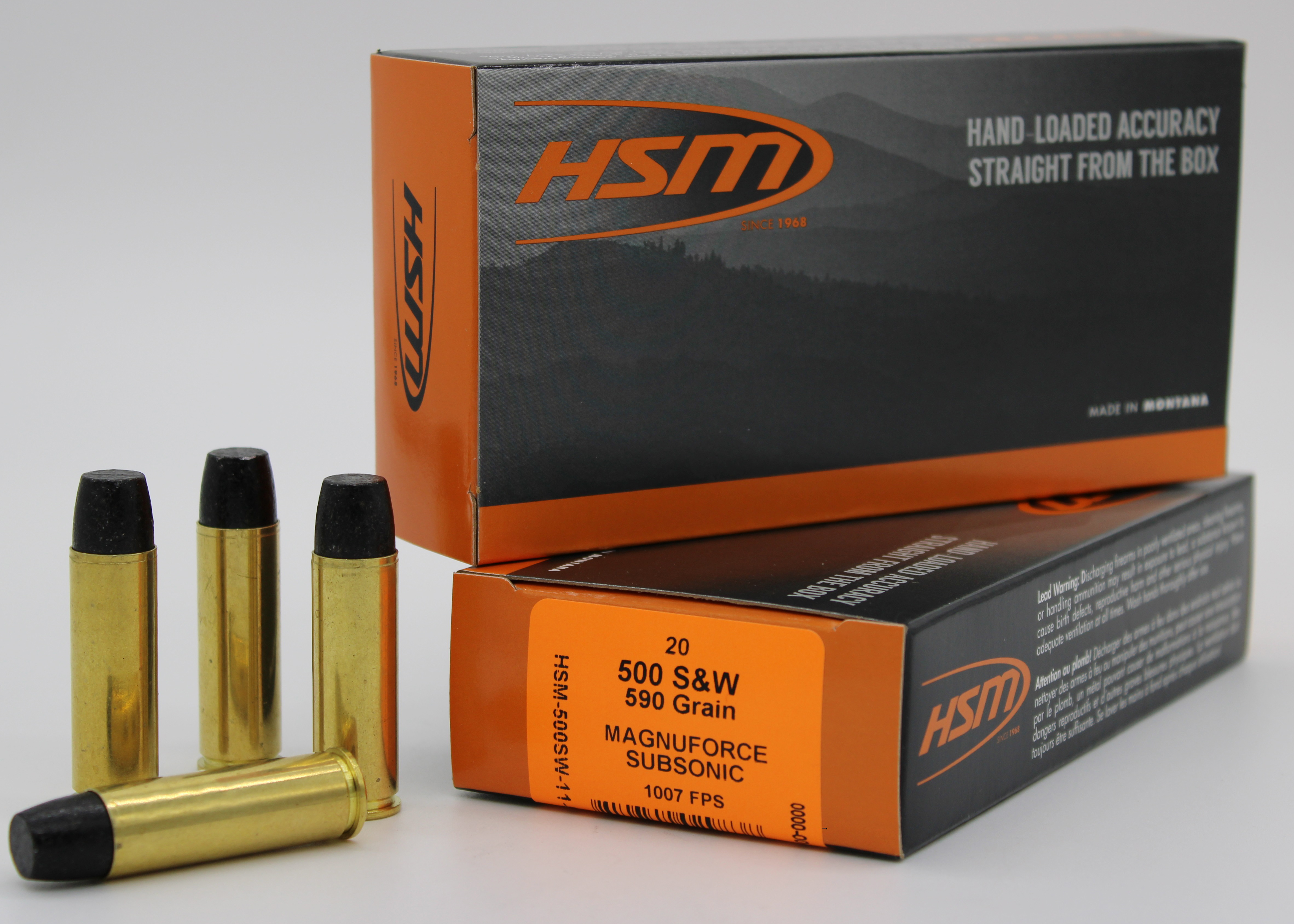 HSM Subsonic Hi-Tek 500 S&W Magnum Hard Cast Flat Nose 590 Grain 20 Rounds