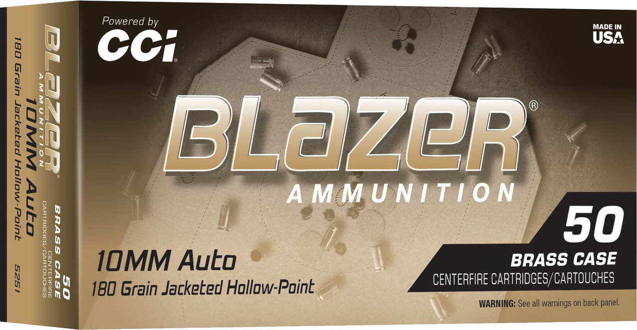 CCI Blazer Brass HP Pistol Ammo 10mm. 180 gr. JHP 50 rd.