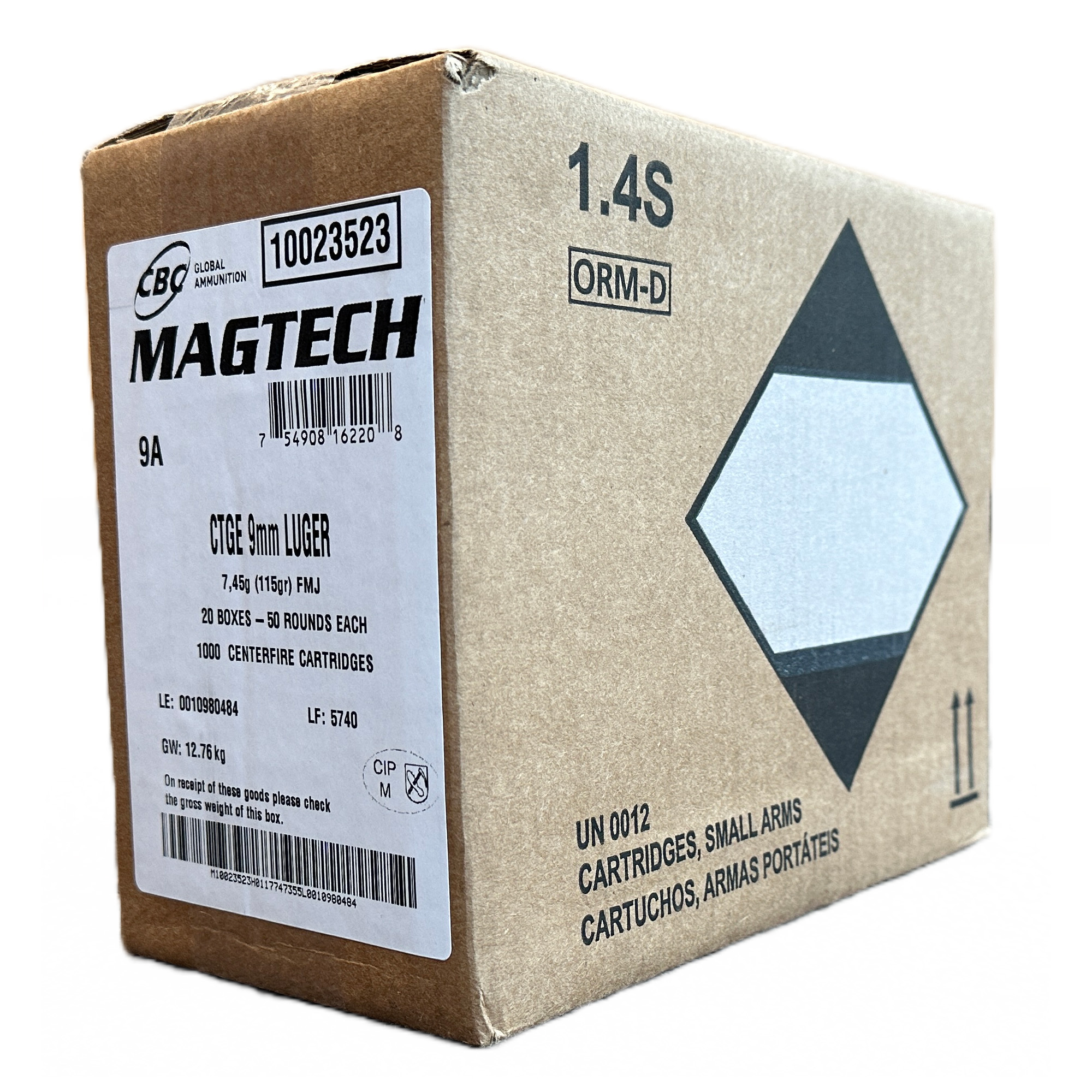 Magtech FMJ 9mm Luger Full Metal Jacket 115 Grain 1000 Rounds