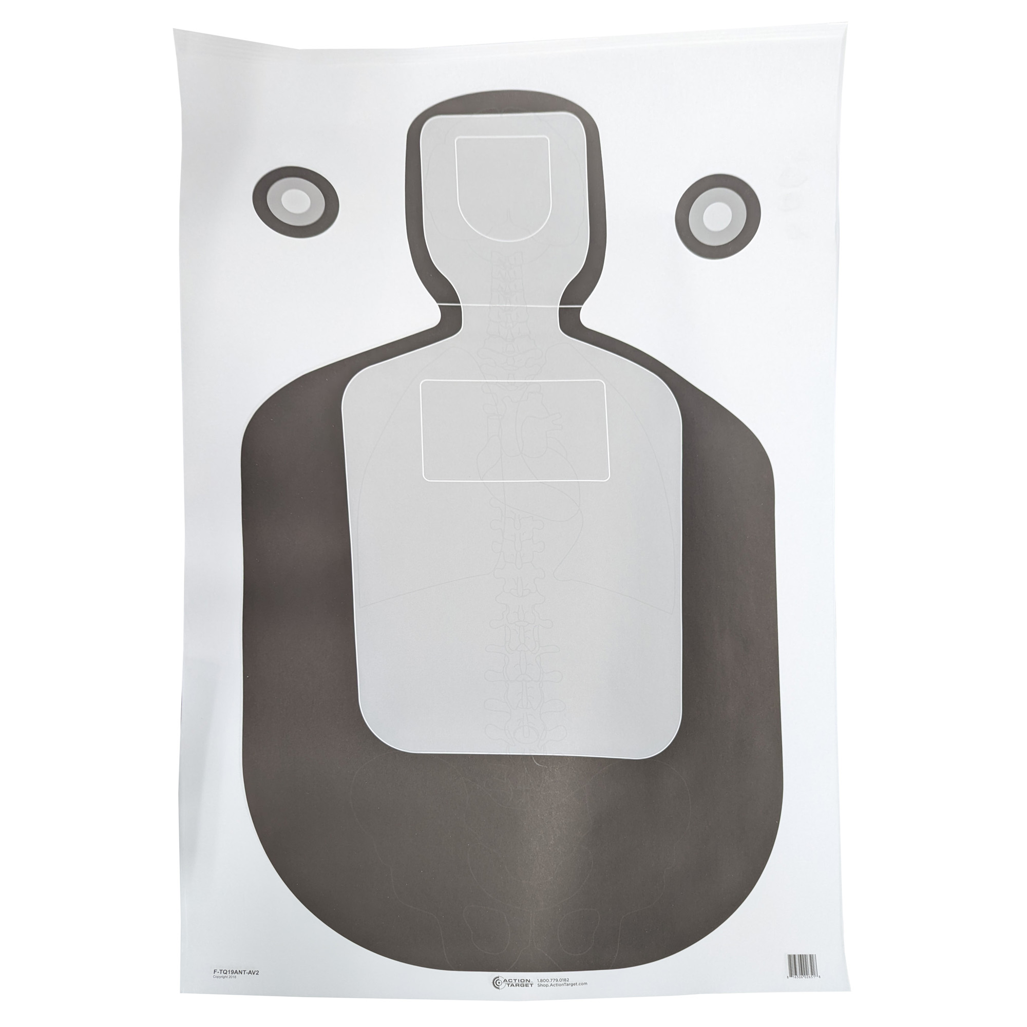 Action Target FTQ19ANTAV2100 Qualification  Silhouette/Vitals Paper Hanging 23" x 35" Black/Gray 100 Per Box
