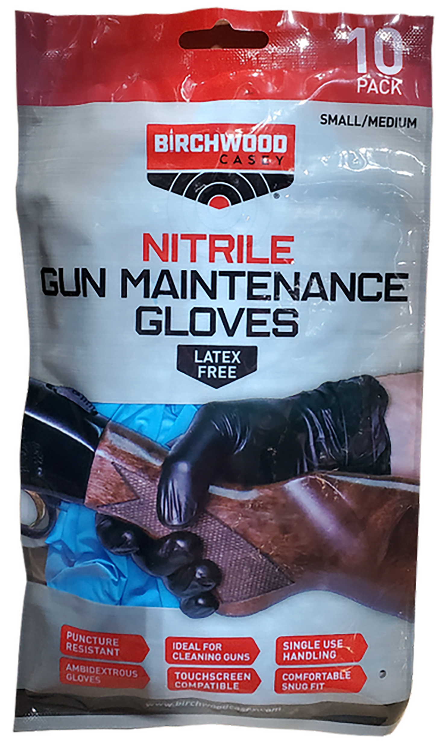 Birchwood Casey NGLVS-M Nitrile  Black Sm/Med 10 Pack