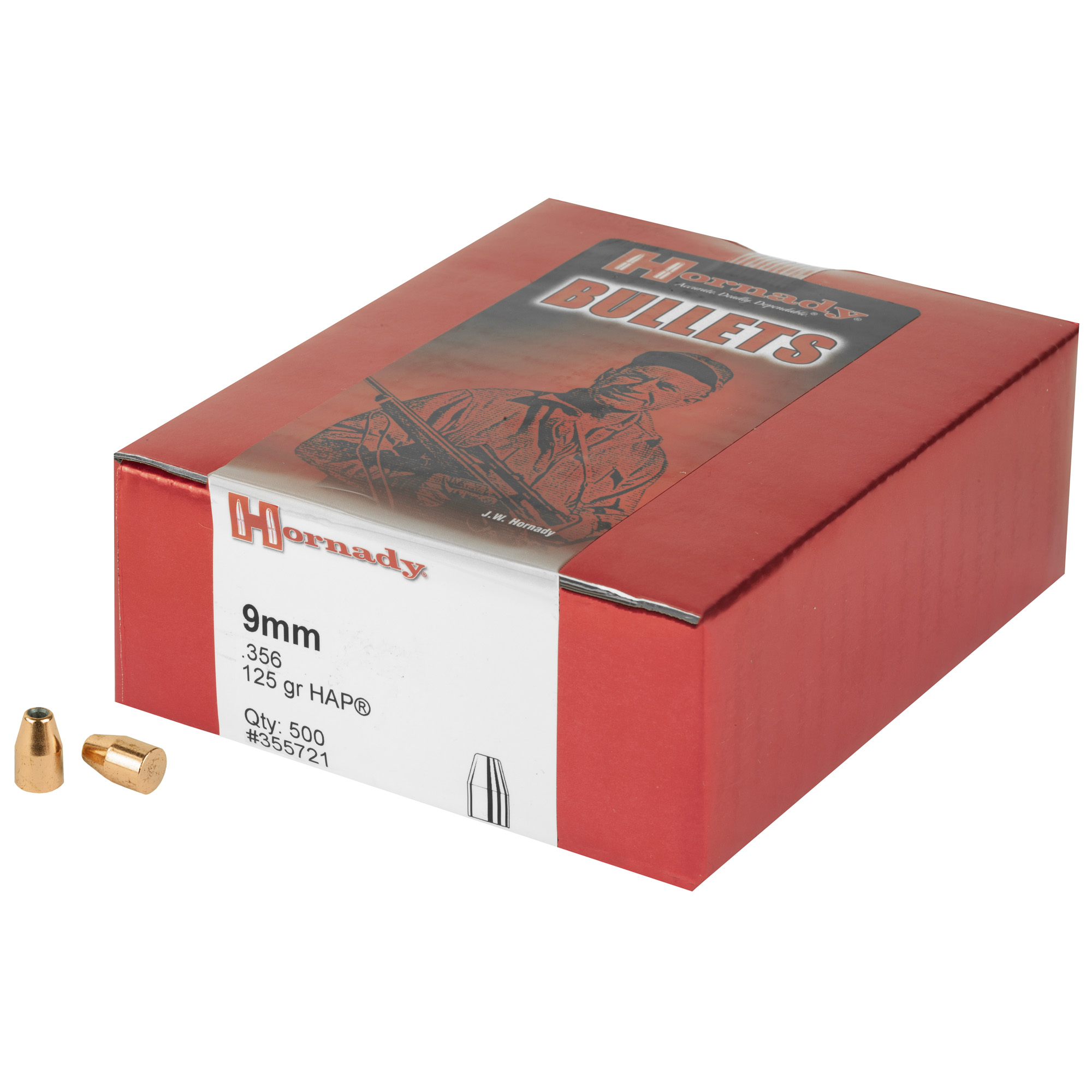 Hornady 355721 HAP  9mm .356 125 gr Hollow Point 500 Per Box/ 6 Case