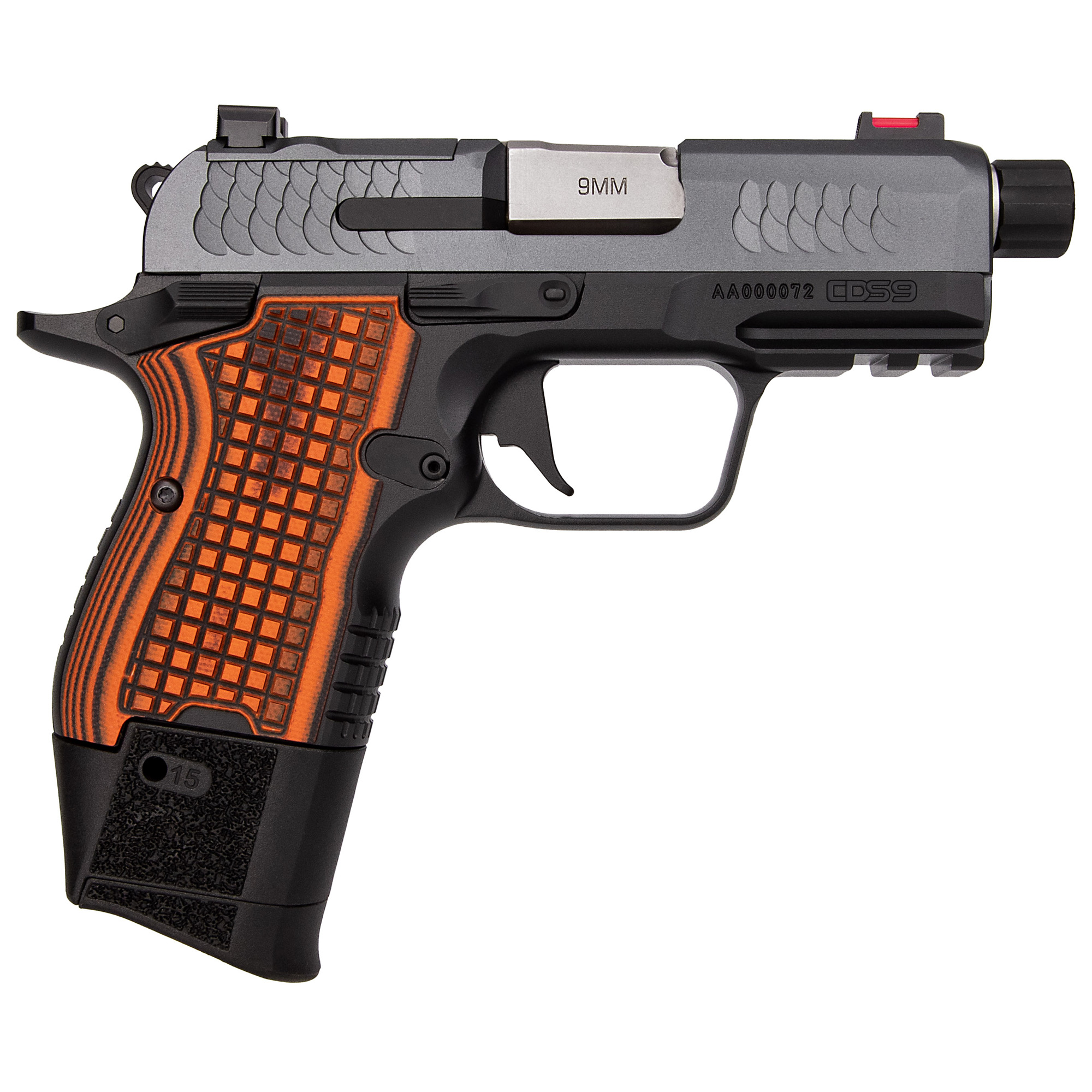 Kimber CDS9 Pistol 9 mm Black Slide / Grey Frame 13 rd. Orange Grips