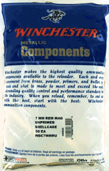 Winchester Unprimed Brass Rifle Cartridge Cases 50/ct 7mm Rem Mag
