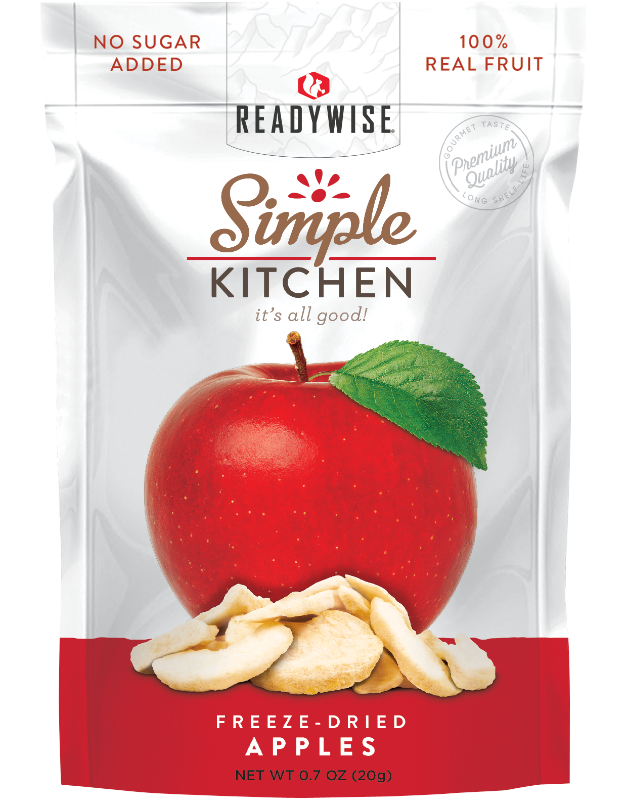 ReadyWise SK05910 Simple Kitchen Freeze Dried Fruit Sweet Apples 1 Serving Pouch 6 Per Case