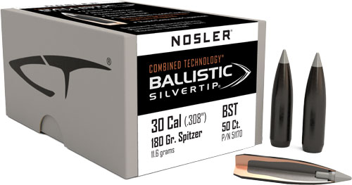 Nosler Ballistic Silvertip Hunting Bullets .30 Cal. 180 gr. Spitzer Point 50 pk.