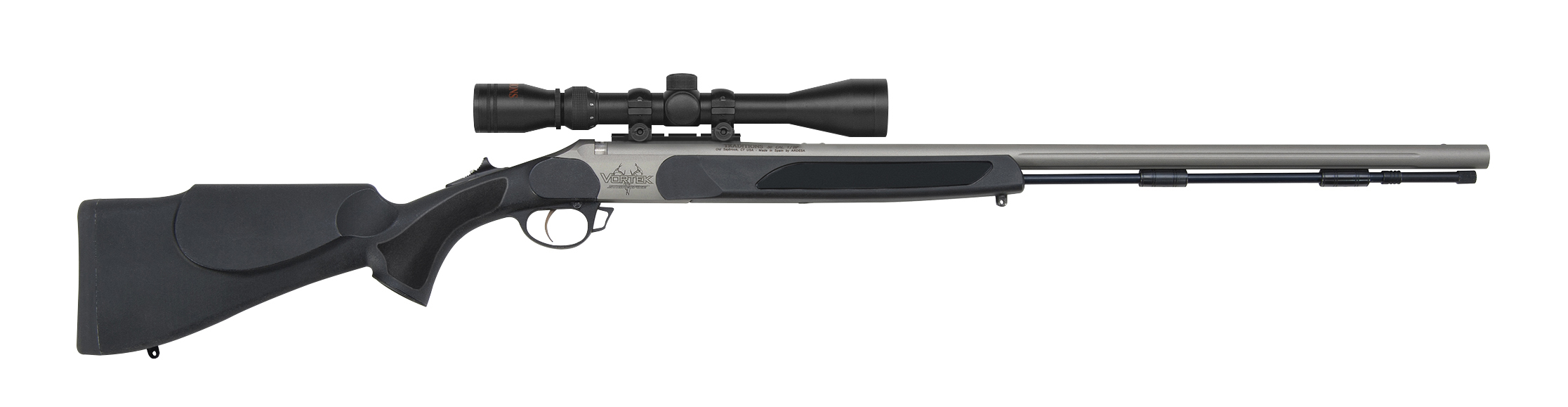 Traditions Vortek StrikerFire VAPR with Scope .50 cal 28 in SS CeraKote Black 3-9x40 Duplex