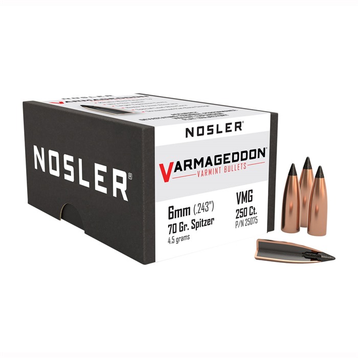 Nosler VarMageddon Bullets 6mm .243" 70 gr FB-TIPPED 250/ct
