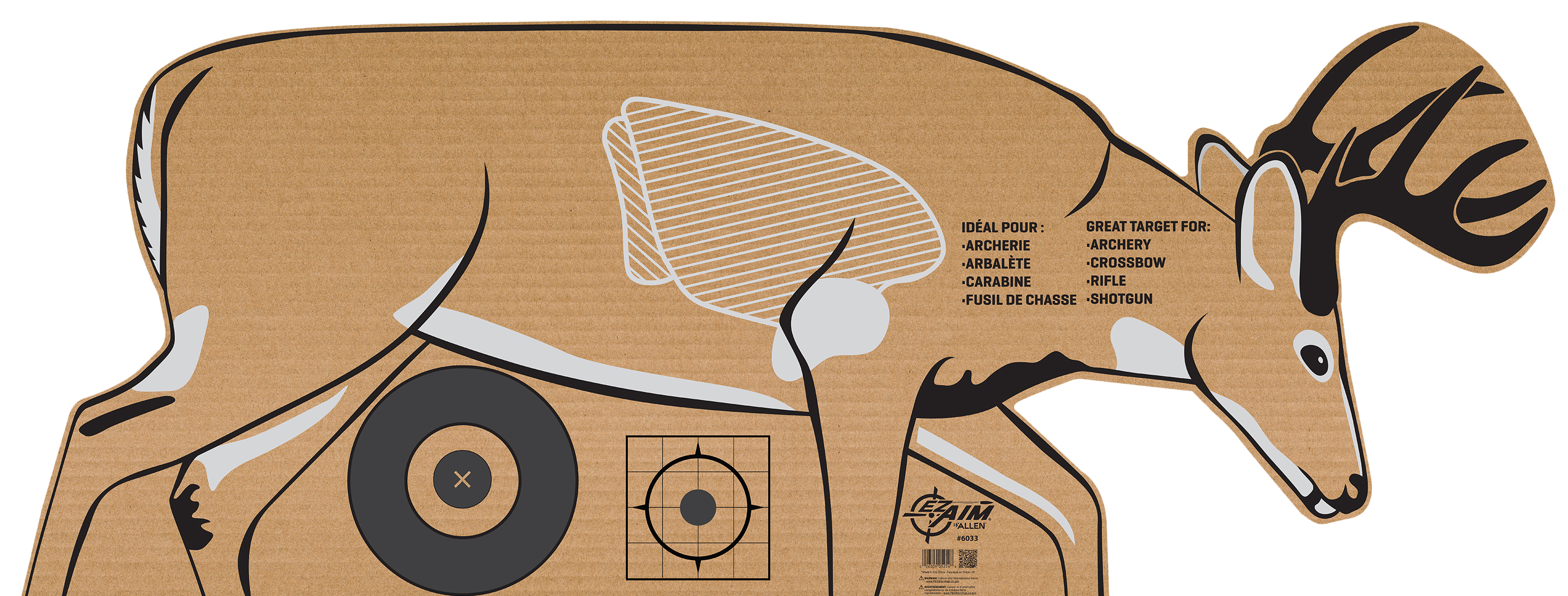 EZ-Aim 6033 Deer Silhouette  Standing Cardboard Crossbow/Rifle/Shotgun Brown/White