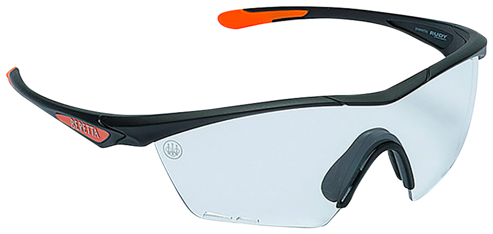 Beretta USA OC031A2354014HUNI Clash Shooting Glasses Clear Lens Black with Orange Accents Frame