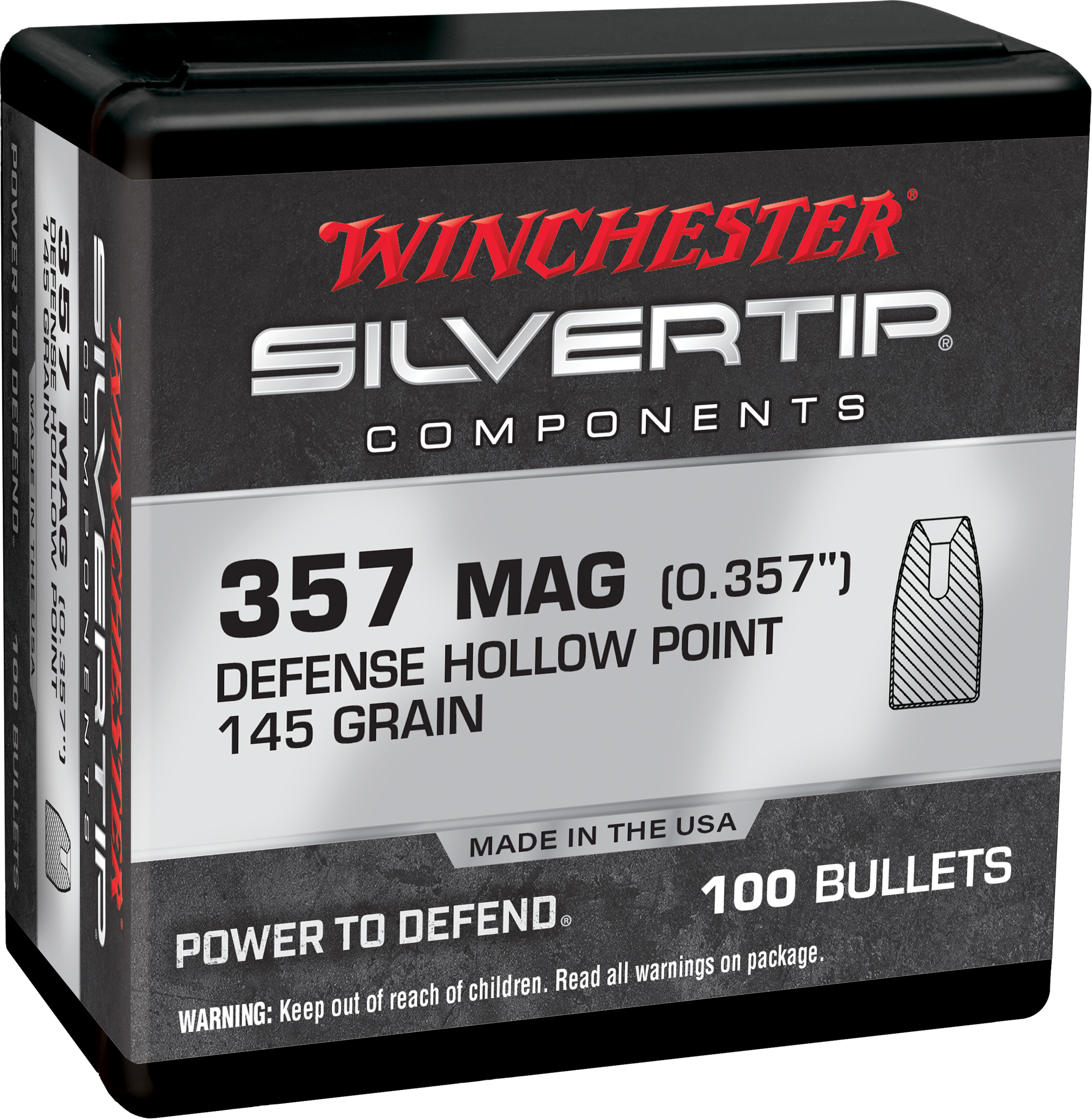 Winchester Ammo WB357S145X Centerfire Handgun Reloading 357Mag 145gr Silvertip Hollow Point 100 Per Box/10 Case