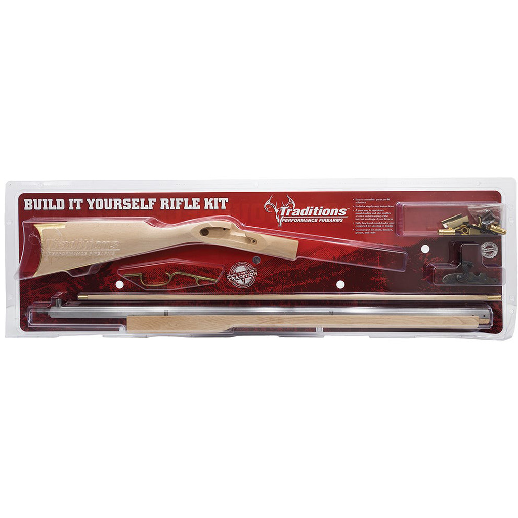 Traditions Black Powder Kentucky Rifle Build-It-Yourself Kit Select Raw Hardwood .50 Cal 33.5" White Barrel