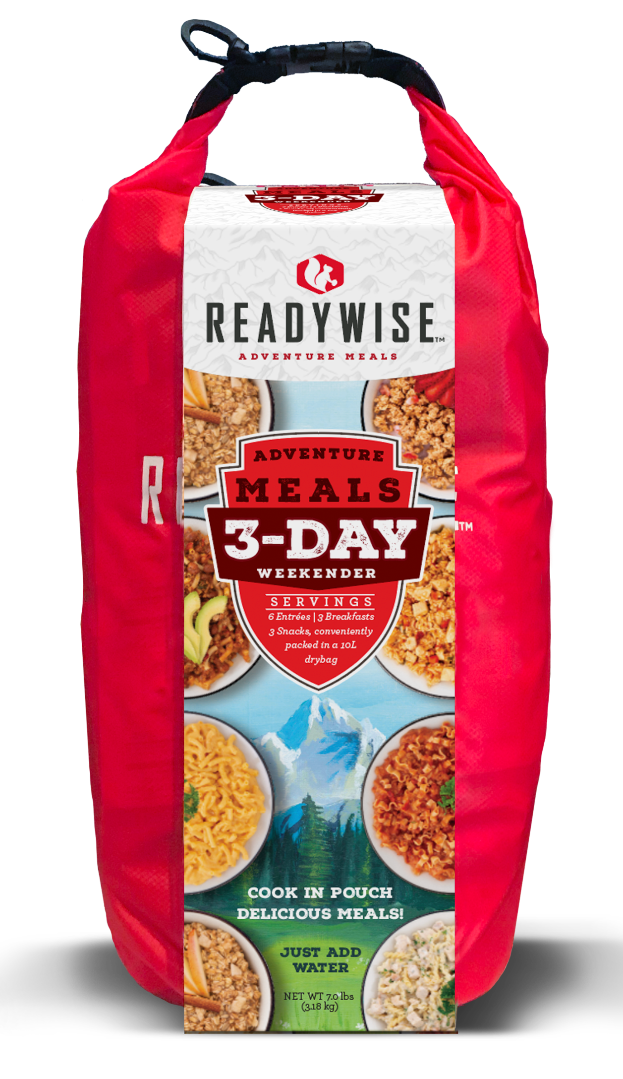 ReadyWise RW05918 Outdoor Food Kit 3 Day Weekender Pack w/Dry Bag Includes 6 Entrees, 3 Breakfasts and 3 Snacks