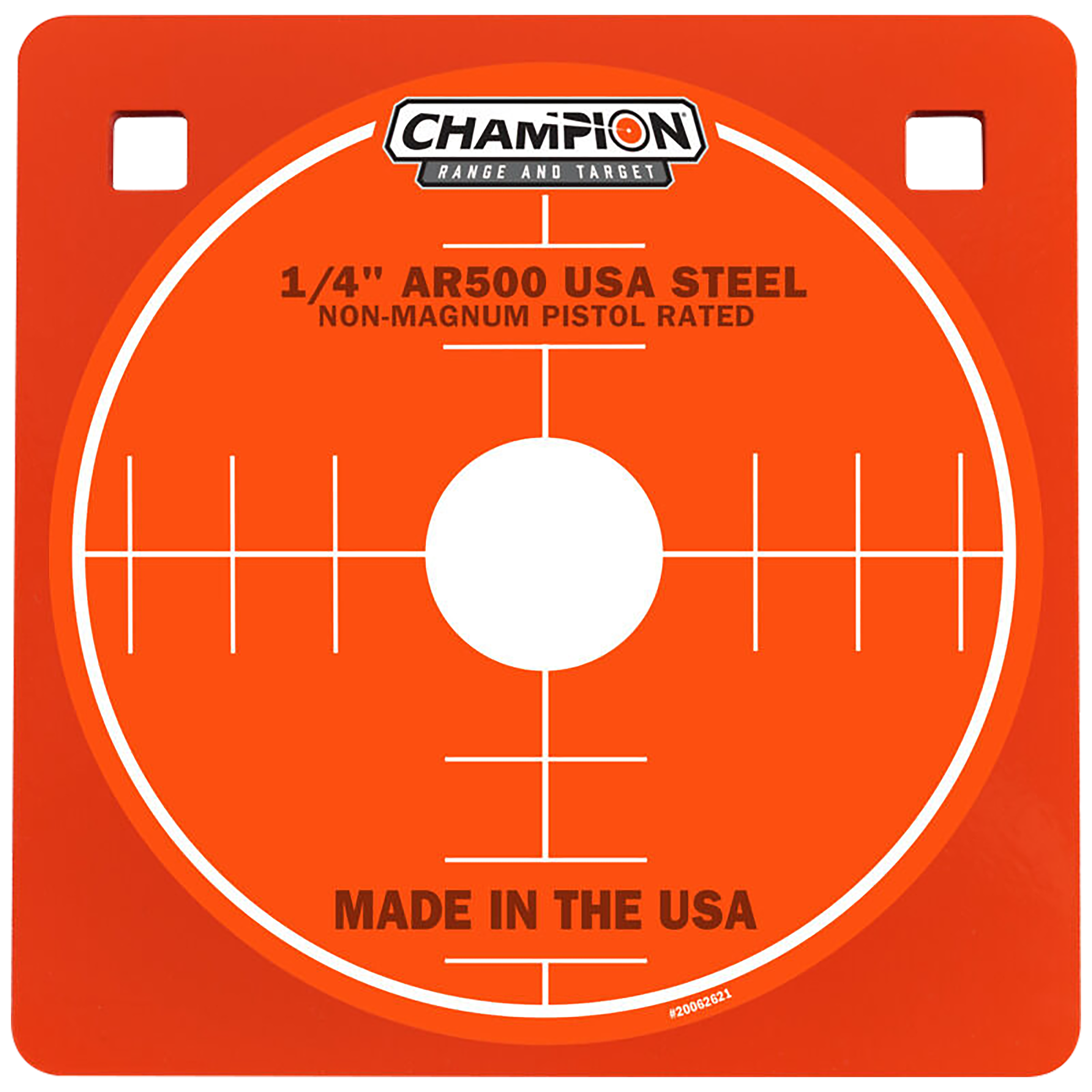 Champion Targets 44909 Center Mass  8" Pistol Gray AR500 Steel Square 0.25" Thick Hanging