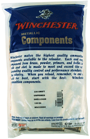 Winchester Unprimed Brass Rifle Cartridge Cases 100/ct .220 Swift