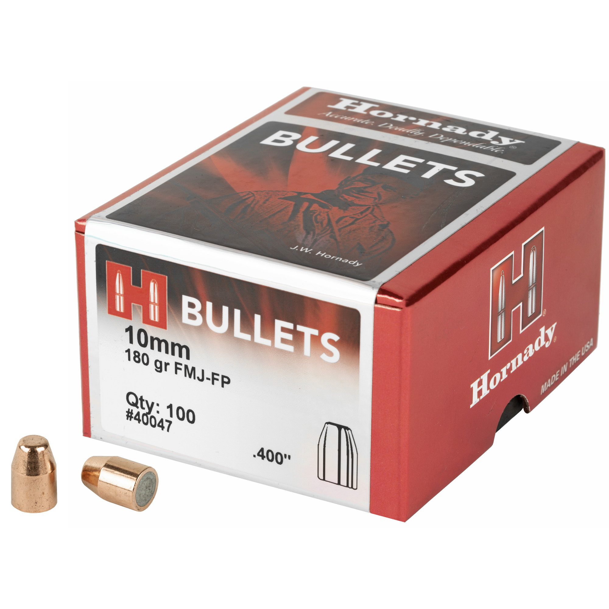 Hornady FMJ Pistol Bullets 10mm .400 180 gr. FMJ-FP 100 Box