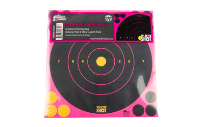 Pro-Shot 8BPINK6PK SplatterShot  Self-Adhesive Paper Black/Pink 8" Bullseye 6 Pack