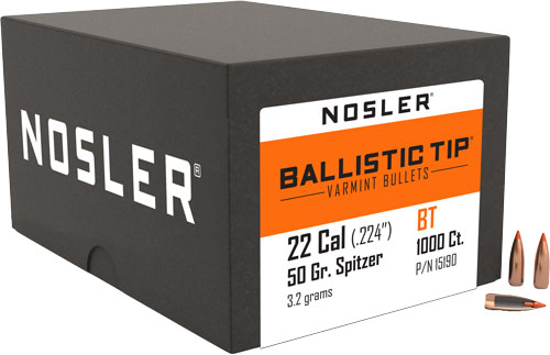 Nosler Ballistic Tip Varmint Bullets .22 cal .224" 50 gr SBT-SB 1000/ct